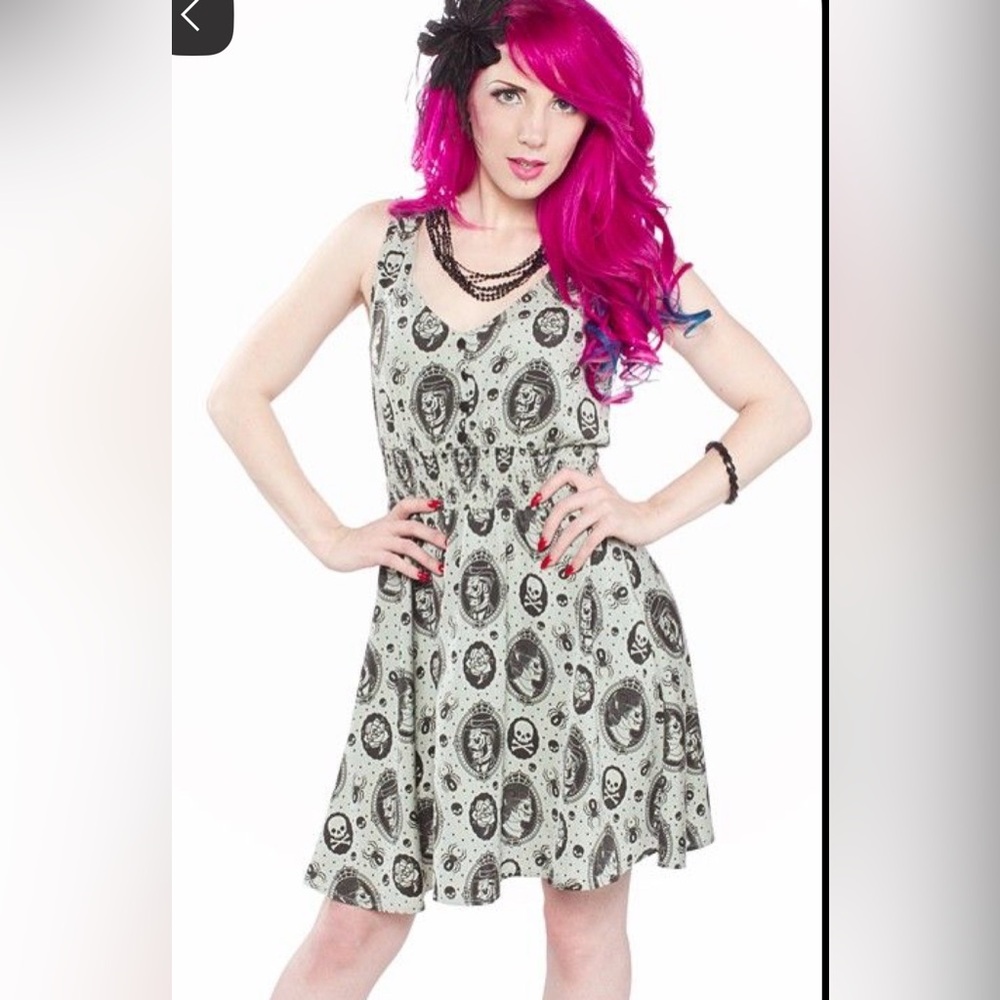Sourpuss Skull Print Sleeveless Dress